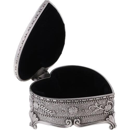 Silver Jewelry Box Heart Shape For Jewelry Display, Jewelry Storage