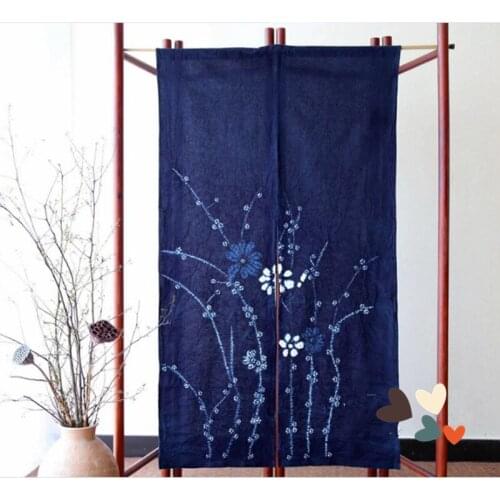 "Plum blossom" hand-tied curtains. Decorative door curtain. Japanese curtains. Cotton curtains. 83 cm * 150 cm