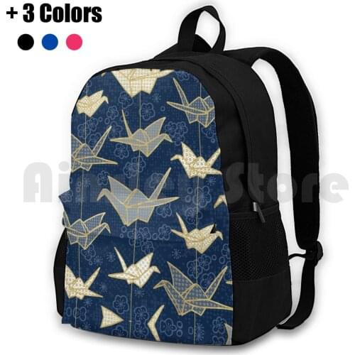 SadakoS Good Luck Cranes Outdoor Hiking Backpack Waterproof Camping Travel Sadako Good Luck Crane Paper Crane Origami Japan