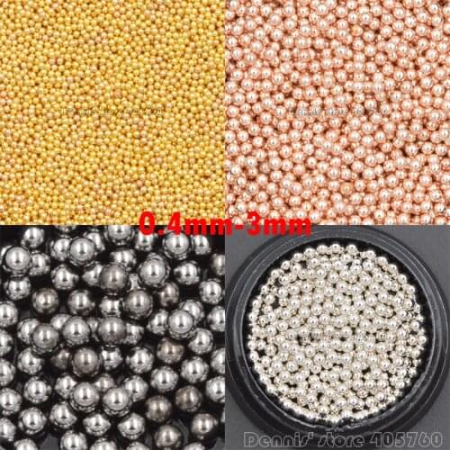 1 Pot High Quality 0.4-3mm 4 Colors Alloy Metal Round Caviar Beads Ball Nail Art Rhinestone Gem Decoration Manicure DIY Tips CF
