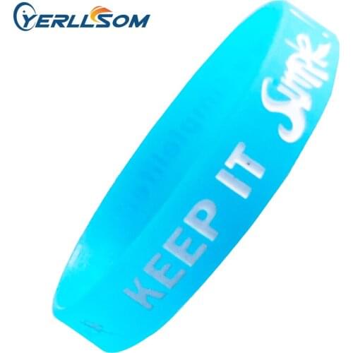 YERLLSOM 300pcs/Lot Custom Personalized ink filled logo glow in dark blue Rubber Bands for promotional gifts Y060707