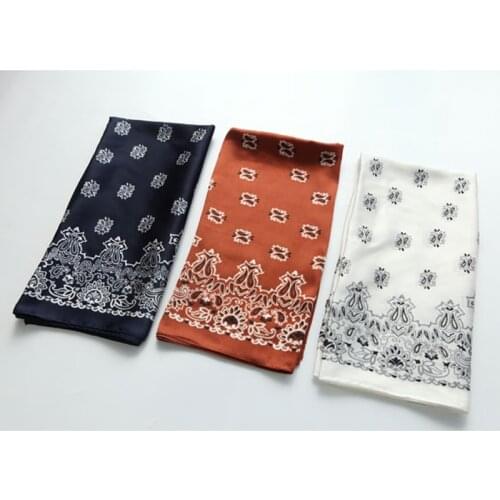 Luna&Dolphin Women Square Scarf 70x70cm Vinatage Paisley Printed Chiffon Silky Office Lady Scarf Big Bag Wrist Bandana Streamer