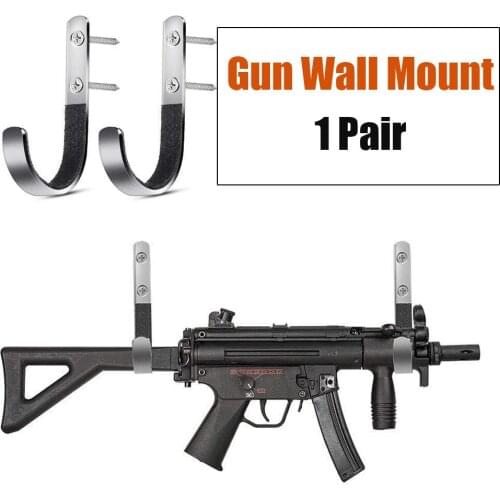 1Pair Padded Gun Wall Mount Storage Rack J-Hook Rifle Shotgun Heavy Duty Hangers Set Anti-Scratch Stainless Steel Hard Gun Rack