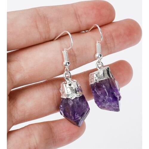 1 Pair Dangle Earrings Natural Stones Quartz Crystal Earrings Women Jewelry Fashion