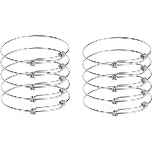 10 pcs Unisex Classic DIY Jewelry Making Stainless Steel Expandable Charm Bracelet Adjustable Wire Bangle Jewelry findings