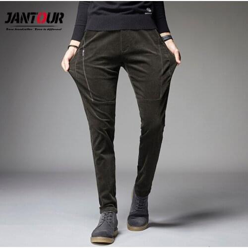 2020 Autumn winter fashion corduroy trousers Man Youth Straight cylinder Cultivate oneself Casual stripe Business Leisure pants