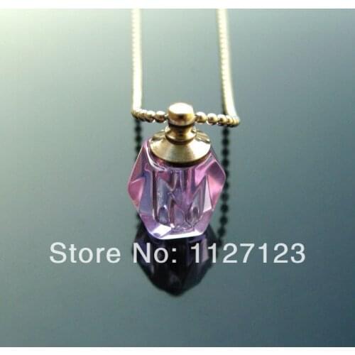25pcs/lot purple rhomboid Rice vials pendants rice vial pendant perfume empty glass bottle glass spray perfume bottl
