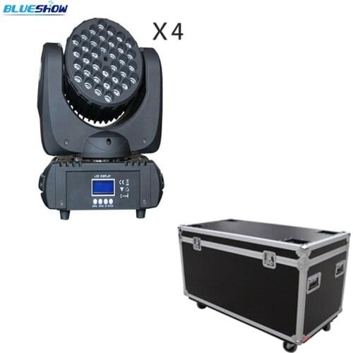 4pcs+flightcase, Beam Moving Head LED 36x3W RGBW Cree Lamp wash Light stage lighting dj Disco DMX