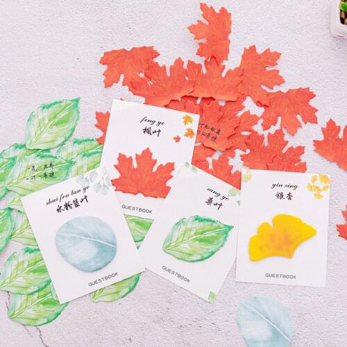 30sheets Leaves Index Sticker Self Adhesive Memo Pad Sticky Notes Bookmark Marker Memo Sticker Paper Student Office Supplies
