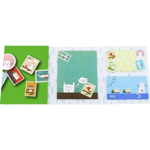 4A Printed Sticky Notes,Kawaii Cute Stationery Memo Pad,Self-Stick Notes,4 FoldIng Page,CAT,11.5 x 3.5 Inches,4A 6524