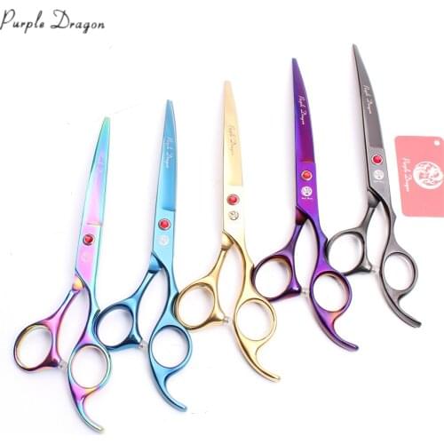 7" 19.5cm JP Stainless Purple Dragon Dogs Grooming Scissors Down Curved Scissors Animal Scissors Professional Pets Shears Z4007