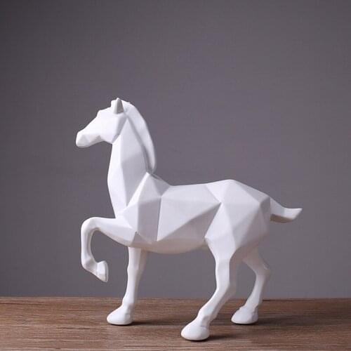 Abstract Geometric horse artwork sculpture resin white horse Window Display craft Statues home Ornaments decoration gift p2002