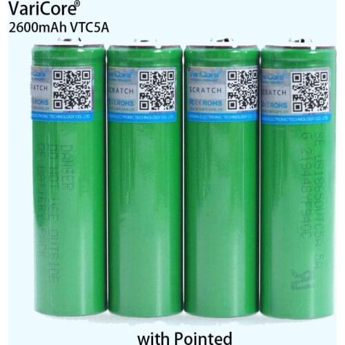 VariCore VTC5A 3.7V 2600mAh 30A High Discharge 18650 Rechargeable Batteries for US18650VTC5 Flashlight Tools Battery