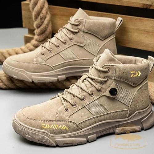 DAIWA Fishing Shoes Men Boots Lace Up Military Boots Men Winter Ankle Lightweight Shoes Classic Casual Boots Outdoor Footwears