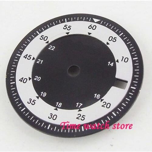 28.5mm BLIGER black white Watch Dial date window dual time zone fit DG 2813 MIYOTA 8215 Movement D301