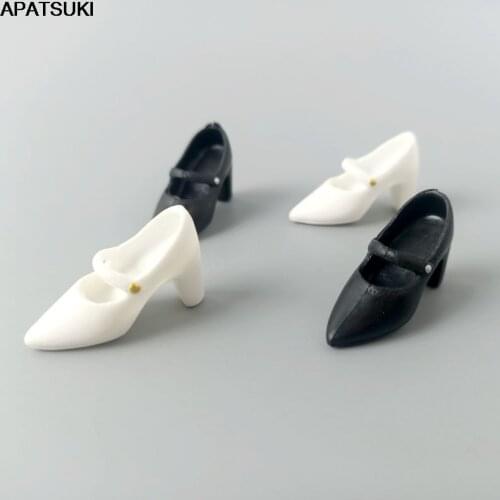 Black White Fashion Doll Shoes for Blythe Doll Casual Wear High Heels Sandals for Barbie Doll Shoes 1/6 Dolls Accessories