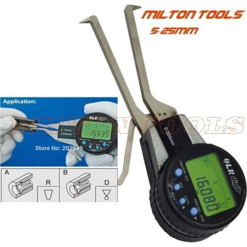 Digital Inside Caliper 5-25mm/0.005mm Electronic Gauge with Rotatable Dial Measuring Bore Groove Absolute Measurement Micrometer