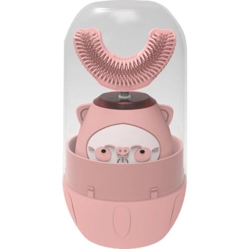 Childrens Smart U-shaped Voice Electric Toothbrush Cartoon Sonic Silicone Rechargeable Piggy Upgraded Version