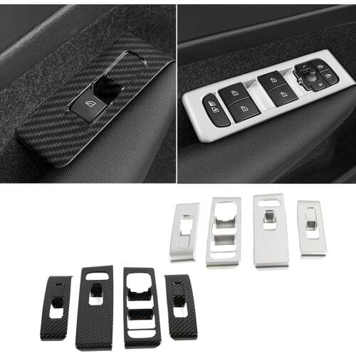 For Volvo XC40 2019 2020 2021 Inner Door Armrest Window Lift Switch Button Panel Frame Cover Trim Silver Carbon Fiber Color