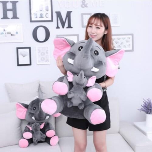 Fancytrader Cuddly Big Plush Elephant Mom and Baby Toys Lovely Anime Elephant Doll for Kids Present Gift 70cm 28inch