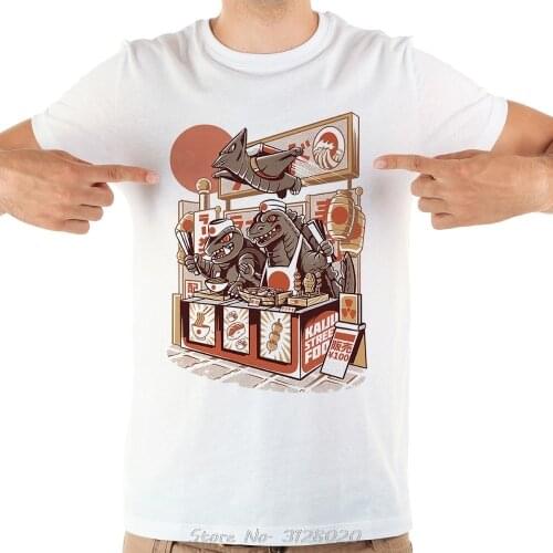 Japan Anime Kaiju Street Food Funny Tshirt Men JOLLYPEACH BRAND Summer New White Short Sleeve Casual Tees Cool T Shirt Harajuku