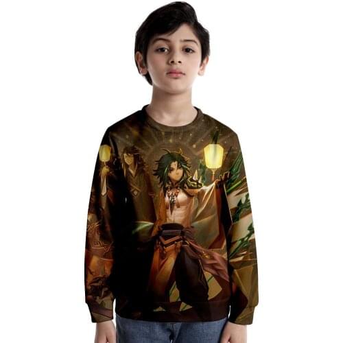 Genshin Impact ZhongLi Xiao HuTao Men Hoodie Sweatshirt Women O-Neck Loose Casual Hoodies Boys Girls Cospaly Costume Pullover