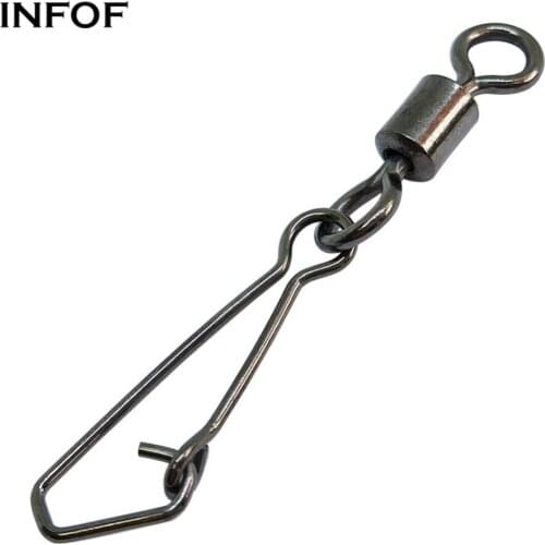 INFOF 100 pieces/lot Fishing Swivels Rolling Swivel with Hooked Snap Sea Fishing Tackle Fishhooks Bass Fishing Tools