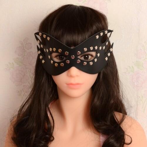 Pu Leather Goth Punk Blindfold Sex Eye Mask Bondage Bdsm Masquerade Sleep Travle Blindfold Fetish Restraint Sex Toys For Women