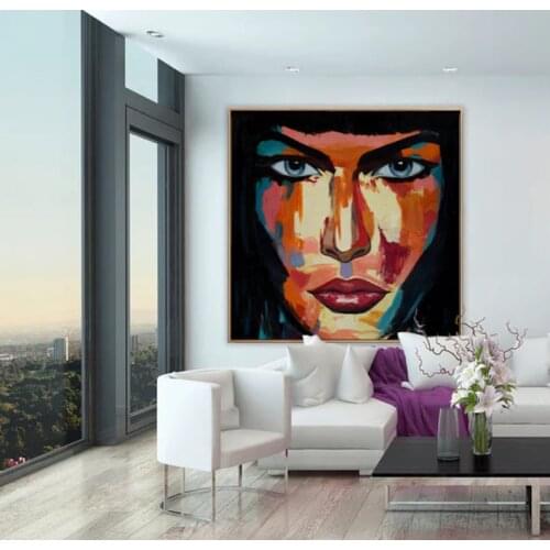 Sexy Woman Face Art Oil Painting Pure Handmade Canvas Wall Artwork Paintings Unframed Wall Art For Living Room Decoration