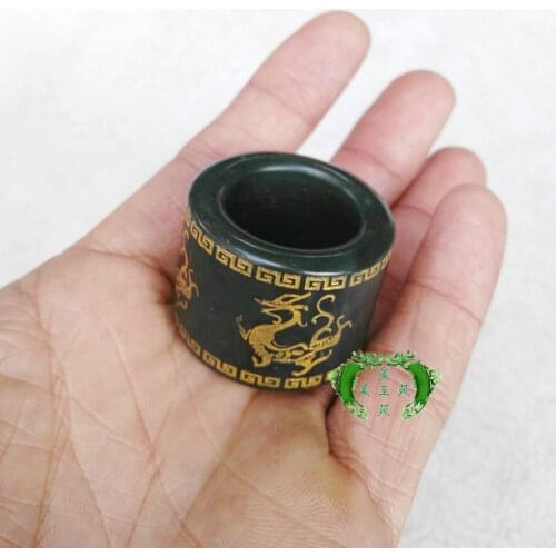 Natural green jade rings handcarved dragon ring scripture heart sutra green jade rings jadeite jade brand ring jade jewelry