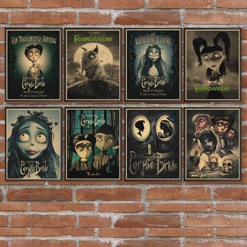 Tim Burton Movie sThe Corpse Bride Home Furnishing Kraft Movie Drawing Movie Anime Wall Retro Vintage Poster For Home Decor