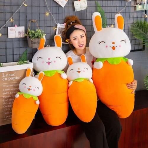 Creative Soft Cute Animals Pillow Plush Toys Cartoon Rabbit Carrot Stuffed Dolls Sofa Back Cushion Kids Birthday Lovers Gifts