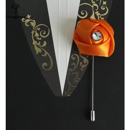 Lovegrace Silk Rose Boutonniere Flower Groom Boutonniere Wedding Decor Colorful Corsage Men Brooch Pins Bridegroom de Mariage