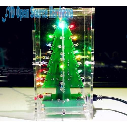 Colorful Christmas diy gift tree LED lights flash tree production of electronic DIY electronic training kit parts include case