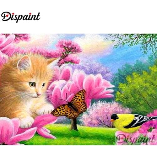 Dispaint Full Square/Round Drill 5D DIY Diamond Painting "Animal cat scenery" Embroidery Cross Stitch 5D Home Decor A10481