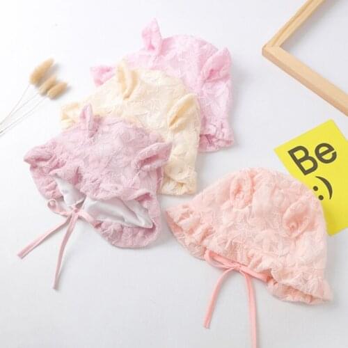 Newborn Photography Props Princess White Hat Lace Flower Sun Hat Cotton Beanie Bonnet Cap for Baby Toddler Infant Shower