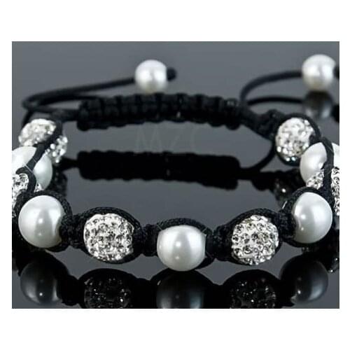 Fh75le 10mm Hotsale White Micro Pave Disco Ball Beads Bangles Bracelet jewelry Christmas Gift crystal