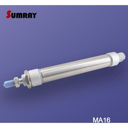SUMRAY MA Type Pneumatic Cylinder 16mm Bore 25/50/75/100/125/150/175/200/250/300mm Stroke Stainless Steel Pneumatic Air Cylinder