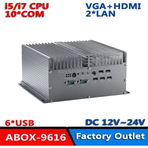 Support 4*RS-232,1*RS-232/485,5*RS-232/422/485 Industrial fanless i3 i5 i7 Embedded Fanless Compact Systems