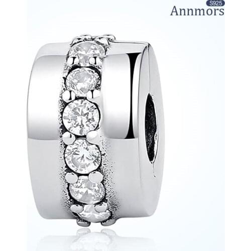 Annmors Clip Lock Charms Authentic 925 Sterling Silver Stopper Beads for Womens Charm Bracelets