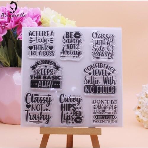 CLEAR STAMPS Classy With A Side of Sassy Confidence DIY Scrapbooking Handmade Card Paper Craft Rubber Transparent Silicon Stamp