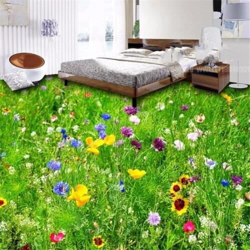 Beibehang Custom Photo Wallpaper 3D Sunflower Bathroom Flooring Mural Non-slip PVC Self-adhesive floor wallpaper 3d flooring