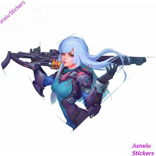 Blue Combat Gun Girl Colorful Car Stickers and Decorative Anime Waterproof Trunk Motorcycle Scratch-Proof Decals PVC13x8cm
