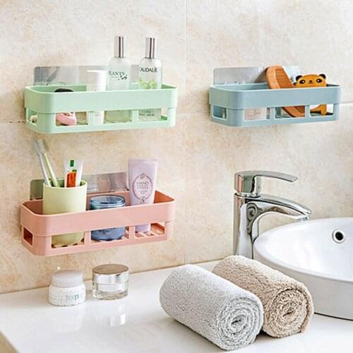 Storage Rack Bathroom Kitchen Free Punching Bathroom Toilet Wash Basin Storage Square Plastic Wall Hanging Kitchen Supplies