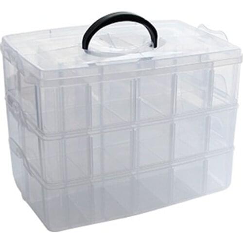 18/30 Grids Three Layer Plastic Storage Box Kids DIY Scrapbooking Stationery Container Transparent Craft Paper Organizer