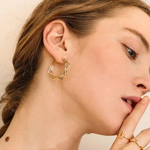 Fashion geometric exaggerated earrings square asymmetrical earrings for women elegant dinner accessories jewelry holiday gifts