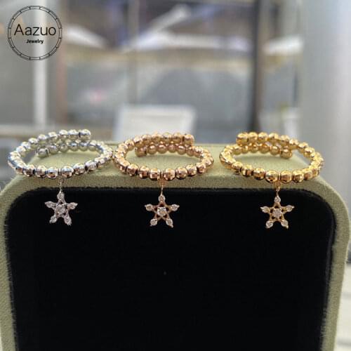 Aazuo Orignal 18K White Gold Yellow Gold Rose Gold Real Diamonds Star Shape Open Ring for Woman Fashion Gift For Woman Birthday