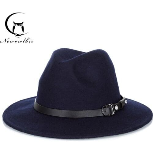 Winter and autumn 100% real wool hat ladies mens shirt jazz hat European and American style round hat bowling cap