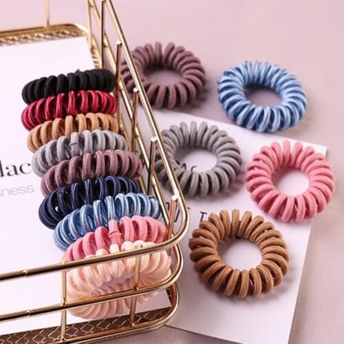 1 Pcs Scrub Elastic Rubber Bands Telephone Wire Hair Ties Donut Ponytail Holder Women Girls Spiral Scrunchies Hair Accessories
