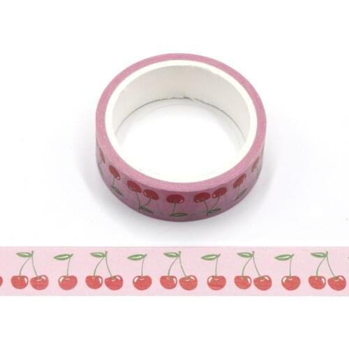 1pcs Creative Pink Cherry Washi Tape Adhesive Paper Tape School Office Supplies DIY Scrapbooking Decorative Sticker Tape 5m